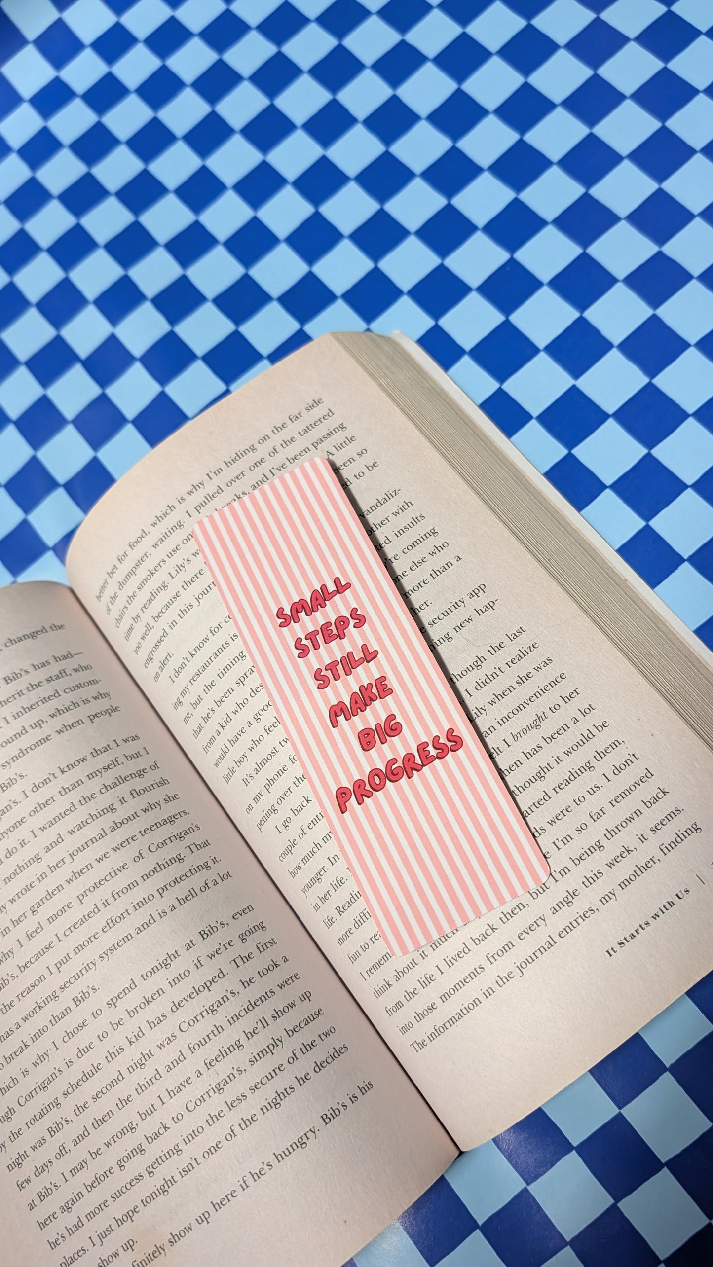Pinterest Style Cute Pink Aesthetic Bookmarks - Retro Checkered & Motivational Quote Bookmarks for Book Lovers