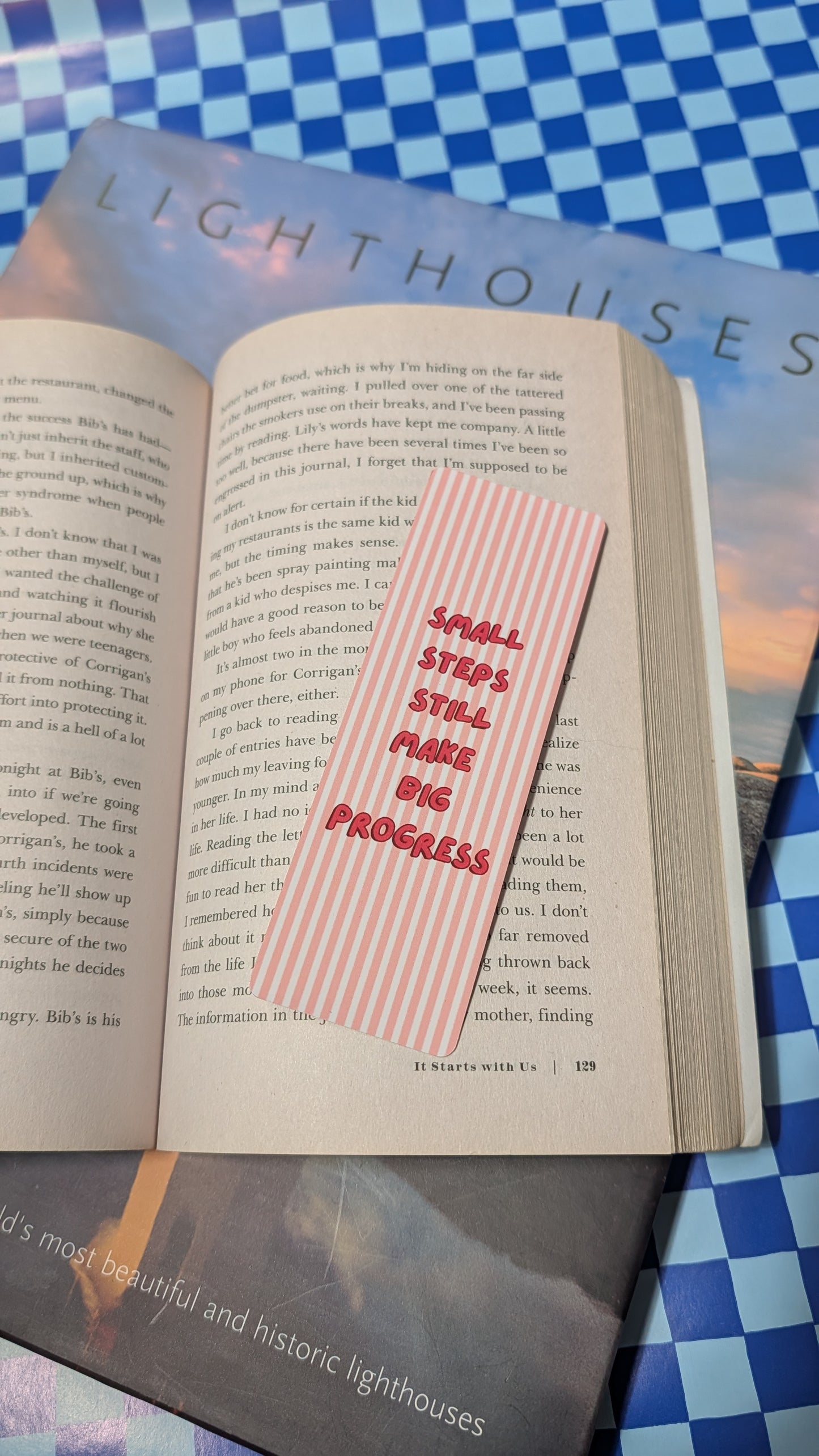 Pinterest Style Cute Pink Aesthetic Bookmarks - Retro Checkered & Motivational Quote Bookmarks for Book Lovers